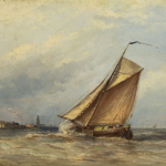 Zeilende tjalk op de Zuiderzee